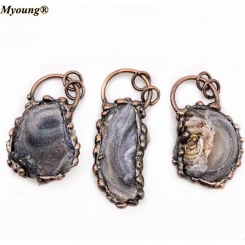 Irregular Galaxy Druzy Pendants Vintage Copper Hoop Sun Agates Charm For DIY Jewelry Making MY210474