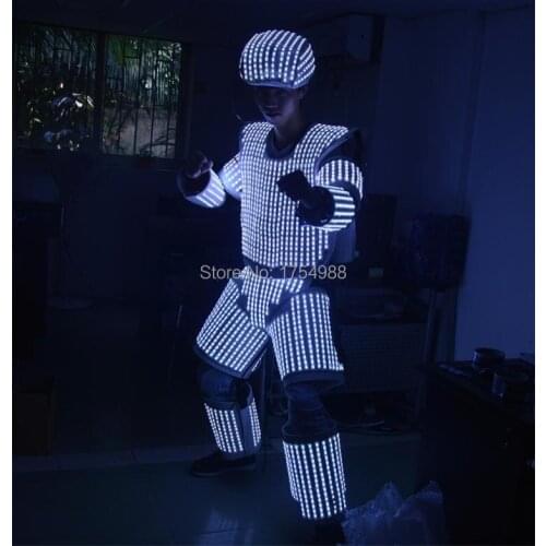 Free shipping War led light Clothing robot suit LED robot dance costume Night Clubs Event Party Supplies el led light up Robot