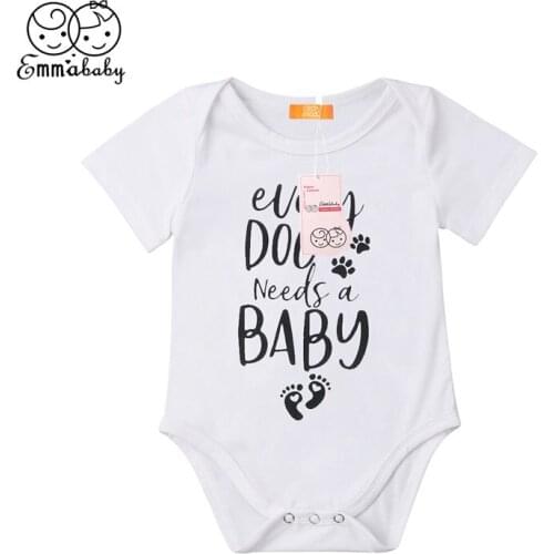 2019 Baby Girl Boy Bodysuit Toddler Jumpuit Infant Clothing Newborn Cotton Bodysuit Summer Kid Short Sleeve Letter Outfit 0-18M