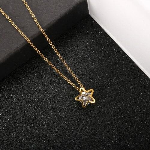 Luxury Hollow Star With Rhinestone Zircon Pendant Women Men Link Chain Necklace Sexy Choker Elegant Wedding Party Jewelry Bijoux