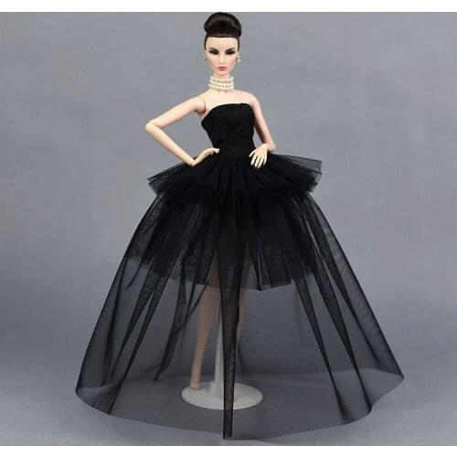 High Quality Black Little Dress For Barbie Doll Multi-layer Evening Gown Clothes Wedding Dresses 1/6 Doll Accessories BJD Dolls