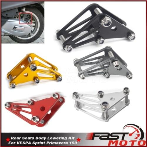 CNC Adjustable Rear Seat Shock Lowering Linkage W/ Screw Kit Moto Lower Body Passenger Protector For VESPA Sprint Primavera 150