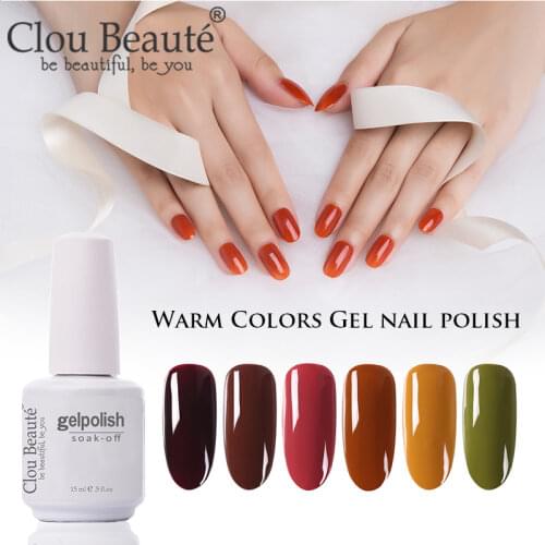 Clou Beaute Warm Colors Autumn Series Nail Gel 15ml Yellow Orange Pure Nail Color LED Gel Nail Polish Hybrid Varnishes Nail Art