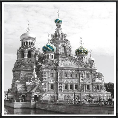 Castle Building Canvas Painting Black and White Posters and Prints Scandinavian Wall Art Picture for Living Room Decor