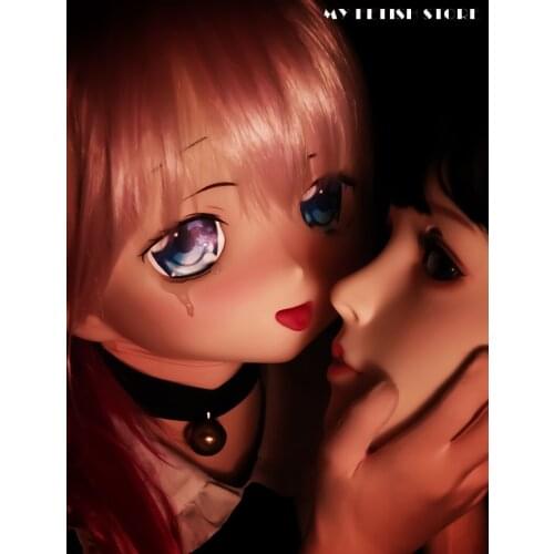 KXZ32)Customize Half Head Female/Girl Resin Crossdress Japanese Cartoon Character Anime Cosplay Kigurumi Doll Mask With Tongue