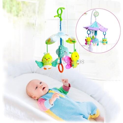 Cartoon Baby Crib Mobiles Rattles Music Educational Toys Bed Bell Carousel for Cots Infant Baby Toys 0-12 Months for Newborns