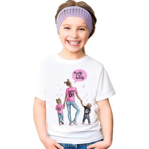 New Arrival Fashion Super Mom Girls T Shirt Funny Casual Mother Love Daughter Boys Baby Girl Top Kawaii Toddler Shirt Children