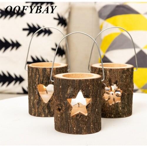 OOFYBAY Decorative Wooden Candlesticks