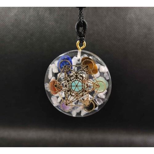 Orgone Pendant Rainbow Crystal Stones Chakra Reiki Healing Energy Generator EMF Radiation Protection Necklace