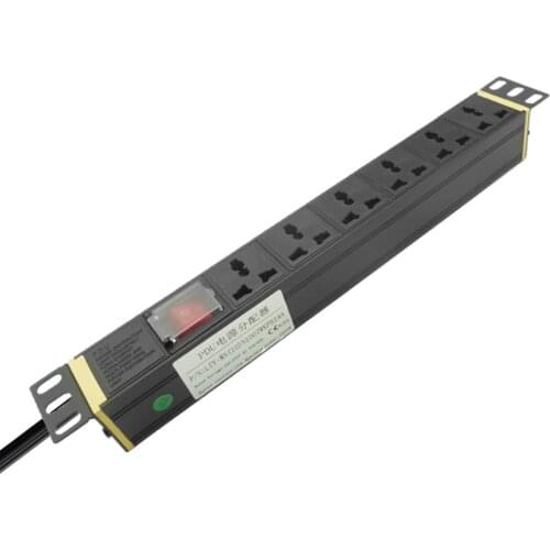 PDU Power Strip Network Cabinet Rack Power Distribution Socket Unit 6 Universal Socket Aluminium Alloy Shell Extension Socket
