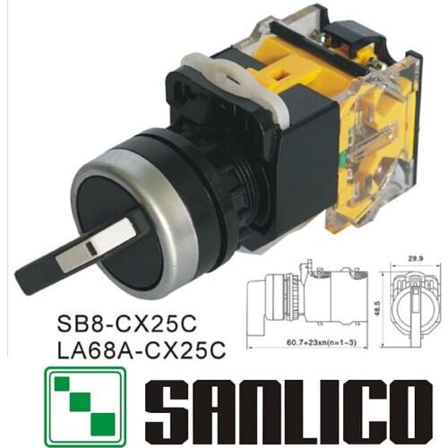 Selector switch rotary switch knob switch two or three position standard handle SB8(LA68A LA38)-CX25C