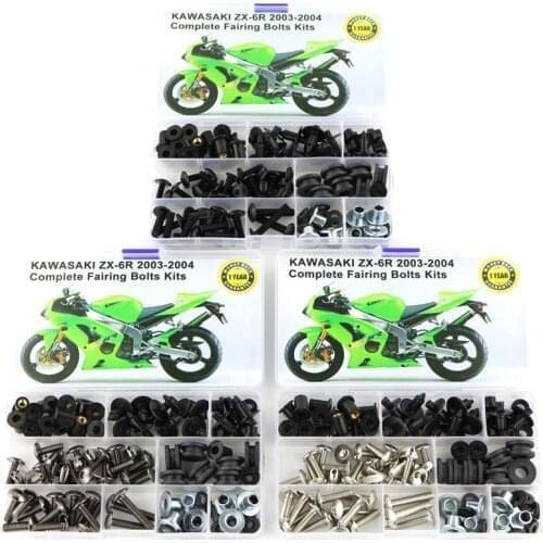 Fit For Kawasaki ZX-6R ZX-6RR 2003-2004 Motorcycle Complete Full Fairing Bolts Kit Srews Fastener Clips Speed Nuts
