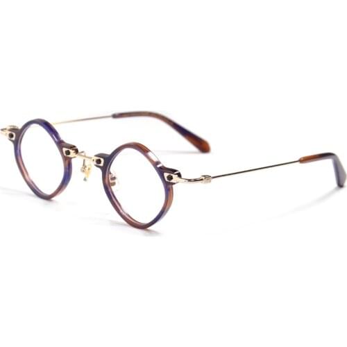 Polygonal Acetate Glasses Frame Metal Nose Pads Adjustable Eyeglasses Frame For Men Black Eyewearing Small Retro Spectacles