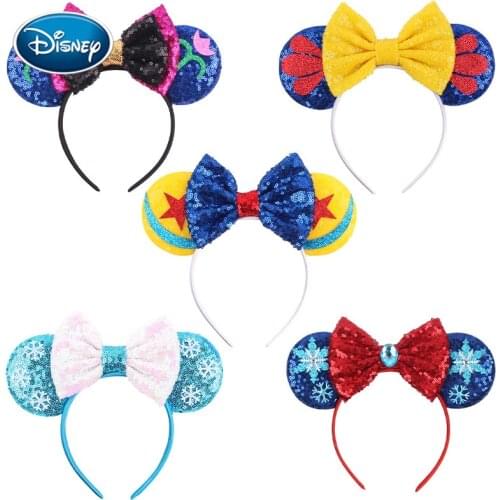 Disney Glitter Star Snowflake Mouse Ears Hairband Festival Headband Girls Princess Headwear Party Decoration Hair Accessories
