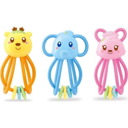 Teether Cartoon Hand Grab Ball Rattle Baby Educational Toys Baby Bed Bell Teeth Rope Newborn Baby Teether Toys
