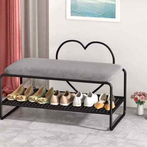 Nordic Light luxury metal rectangle pouf minimalist modern living room sofa stool antiseptic waterproof entrance shoe rack