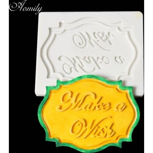 Aomily Make a Wish Word Silicone Mold DIY Cake Fondant Decorating Tools Homemade Cookies Chocolate Mould Bakeware Baking Tools