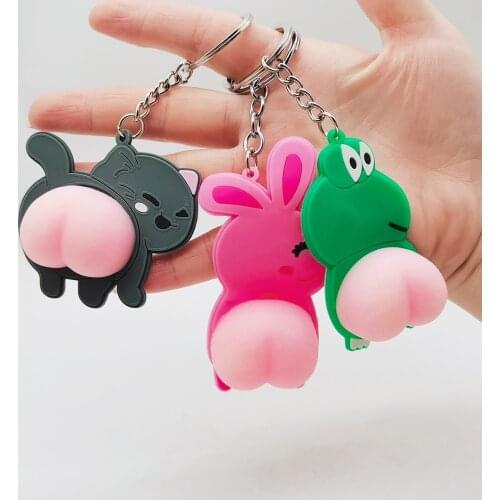 FREE SHIPPING BY DHL 100pcs/lot 2021 New Funny Animal Pink Butt Keychains Silicone Animal Butt Keyrings Gifts