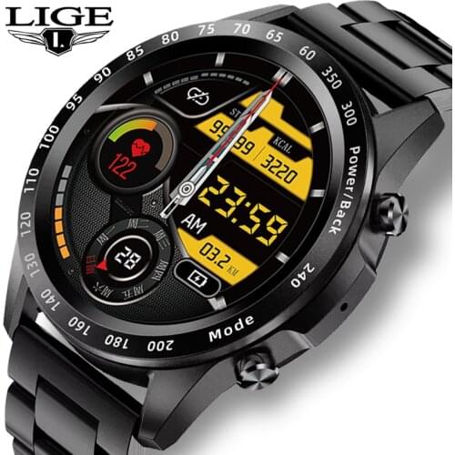 LIGE 2021 Bluetooth Call Watch Smart Watch Men Full Touch Fitness Tracker Blood Pressure Smart Clock IP68 Waterproof Smart Watch