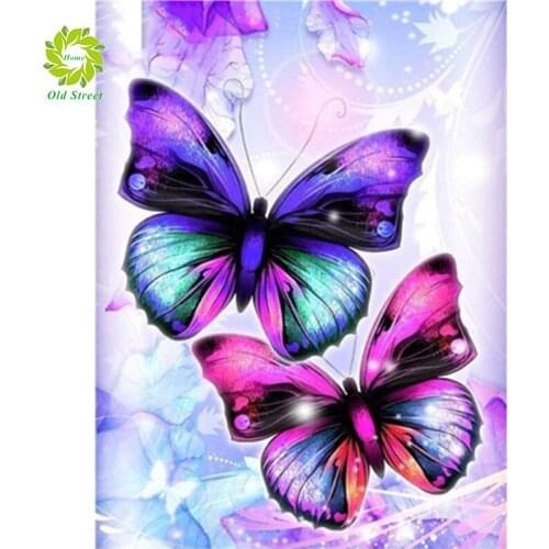 Old Street Home Diamond Painting Butterfly Full Square Round Diamond Embroidery Diamond Mosaic Pebble round diamond