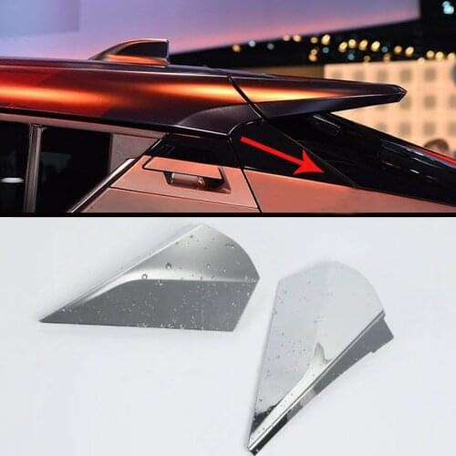 Car Styling 2PCS ABS Chromed Rear Spoiler Triangle Decorative Cover Trim For Toyota C-HR CHR 2016 2017 2018