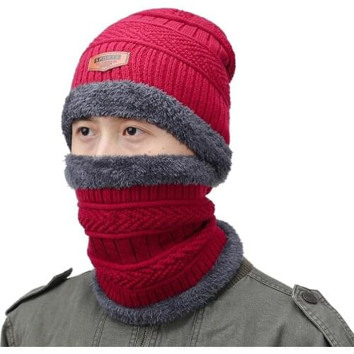Neck Warmer Winter Hat Knit Cap Scarf Cap Winter Hats For Men Knitted Hat Men Beanie Knit Hat Skullies Beanies