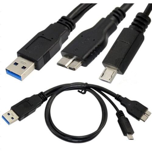 USB3.0 Disco Duro movil Y tipo A publico A Micro B Puerto macho+2.0fuente de alimentacion auxiliar telefono movil cable de datos