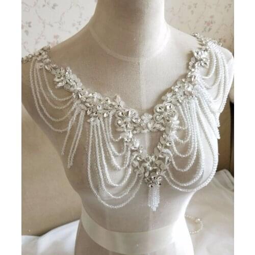 Gorgeous Rhinestone Shawl Handmade Crystal Applique For Bridal Accessories Wedding Dress Sash Haute Couture Costume Decor