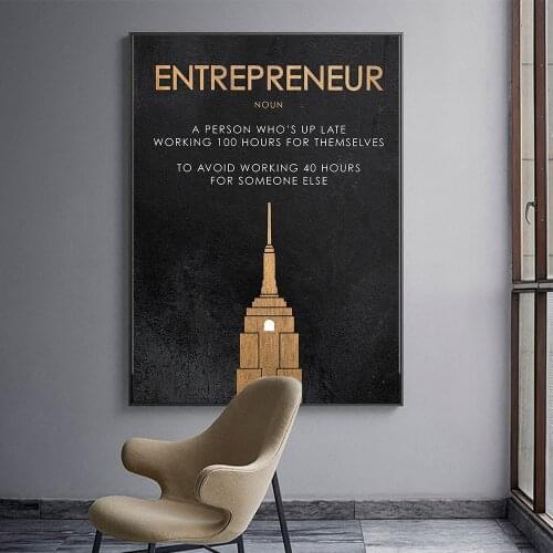 Enterpreneur Letter Vintage Poster Black and Gold Canvas Paintings on The Wall Art Decor Prints Office Study Decoration Pictures