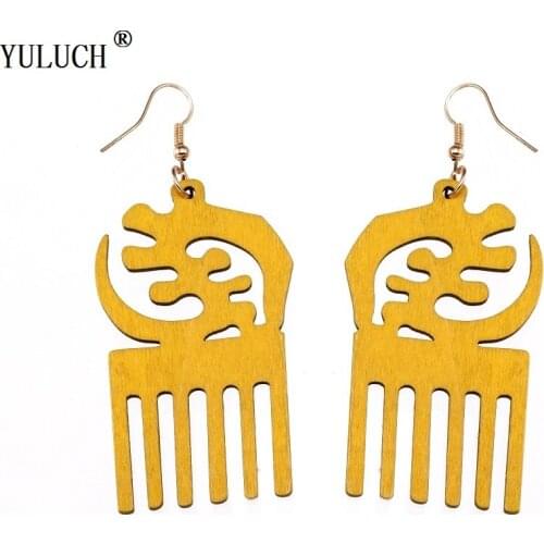YULUCH New Design 6 Colors Wooden Earrings DIY Comb Wooden Earrings Trendy Jelwelry For Woman Girls Party Wedding