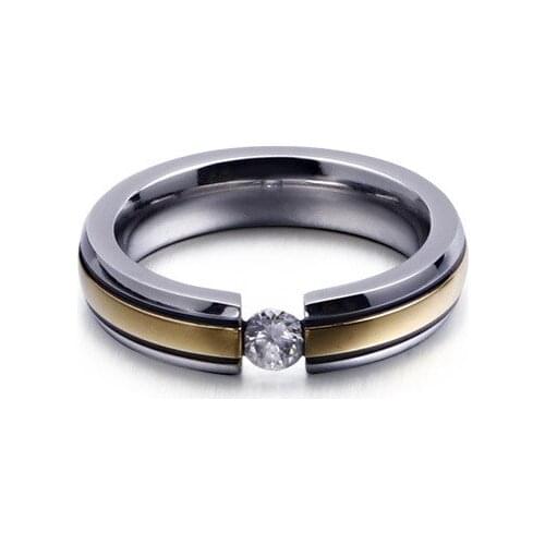 Jewelry direct selling Japan and South Korea simple stainless steel Cubic zirconium couple ring