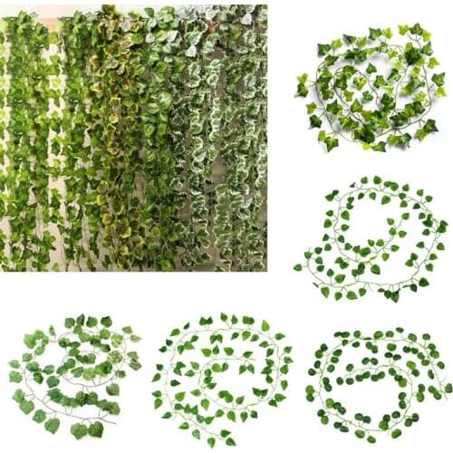 Green 2m Artificial Plants Creeper green leaf Ivy vine Wedding Decor DIY Hanging Garland Artificial Flowers