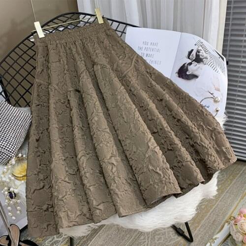 Lady Fashion Classy Big Swing Black Coffee Skirts One Size Women Autumn Spring Skirt Solid Color Side Zipper Long Pendulum Skirt