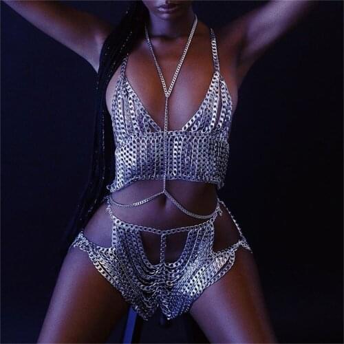 Sexy Multi Layer Metal Belly Chain for Women Tassel Bikini Bra Chain Body Jewelry Evening Party Dress