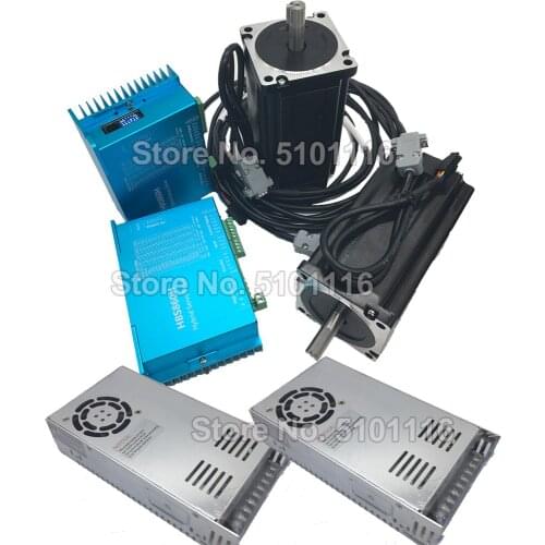 2PCS 8.5Nm Nema34 86MM AC DC DSP Closed Loop Stepper Motor Driver & 400W 60V DC Power Supply Hybird Encoder Easy Step Servo Kits