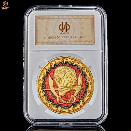 2021 US Skull Pirate Ship Treasure Challenge Coin Galloping Sea Lion Souvenir Coin USA Pirates Badge Holiday Gift W/PCCB Display