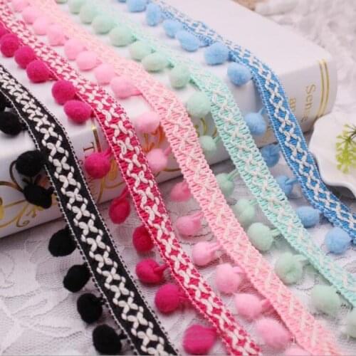 22 colors 5yards Pink /white /Blue /Rose red ball pom pom ribbon lace trim baby dolls clothes household pillow curtain lace Z766