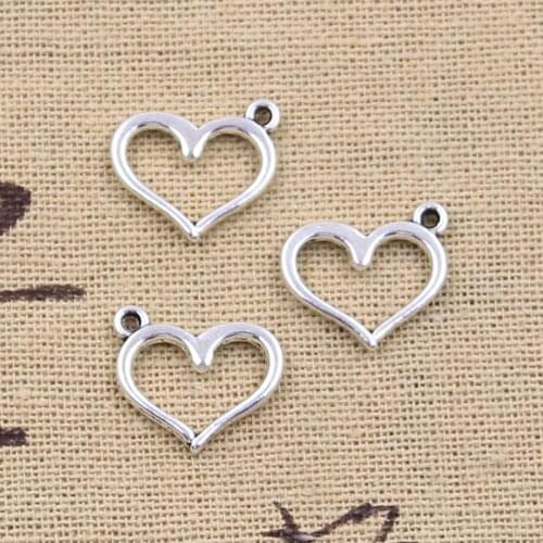 30pcs Charms Hollow Heart 15x15mm Antique Silver Color Pendants Making DIY Handmade Tibetan Finding Jewelry