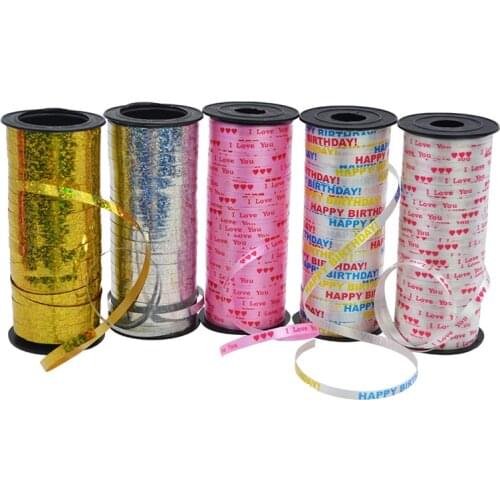 5MM*100Yards Glitter Colorful Balloon Ribbon Spiral Garlands Ornament Romantic Accessories For Wedding Birthday Party Decor