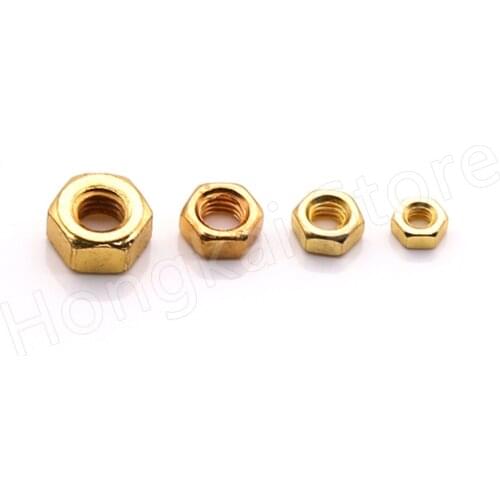 50pcs M2 M2.5 M3 M4 M5 Titanium Plating Gold Hex Nuts Carbon Steel Hexagon Nut Hardware Fasteners