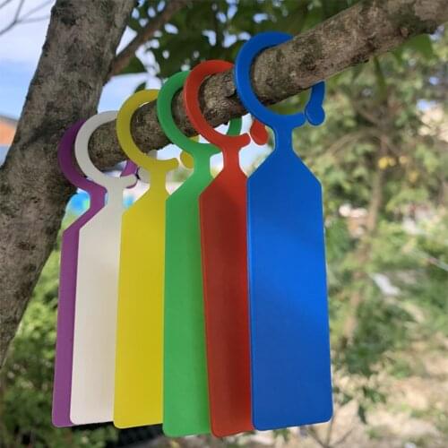 50Pcs Plastic Plant Labels Colored Nursery Garden Hanging Plant Tags Re-Usable Plant Markers Hook Tree Tags (7Colors)