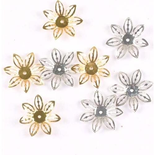 50pcs Vintage gold and silver Flowers Blank Setting Filigree Wraps Connectors Charm Findings For Jewelry Making 26mm YKL0755