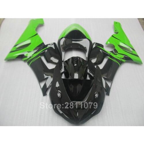 Free customize mold fairing kit for Kawasaki Ninja ZX6R 05 06 green black fairings set ZX6R 2005 2006 KY33