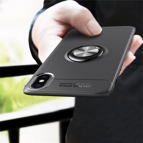 For Apple iPhone X Case Cover Colorful Metal Magnetic Ring Holder Soft Silicone TPU Luxury Case for iPhone X 5.8 inch Funda