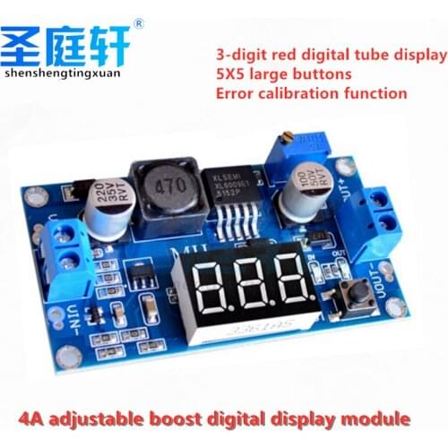 DC-DC XL6009 Digital Boost Step Up Adjustable Power Supply Module 4.5-32V to 5-52V Step-up Voltage Regulator with LED Voltmeter