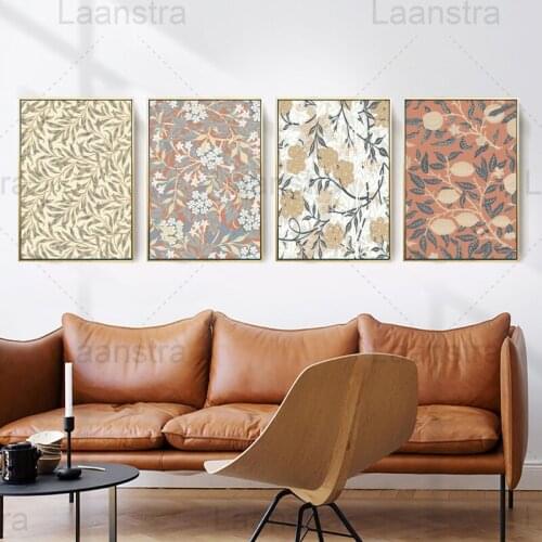 Floral Fabric Feeling Home Decoration Painting Leaves Small Flowers Fruits Living Room Wall Canvas Poster Bedroom Prints Picture