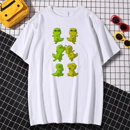 T Rex Fusion Cartoons Cute Prints Tshirts Man Loose Hip Hop Tops Crewneck Loose Summer Tshirt Fashion Personality Tee Clothing