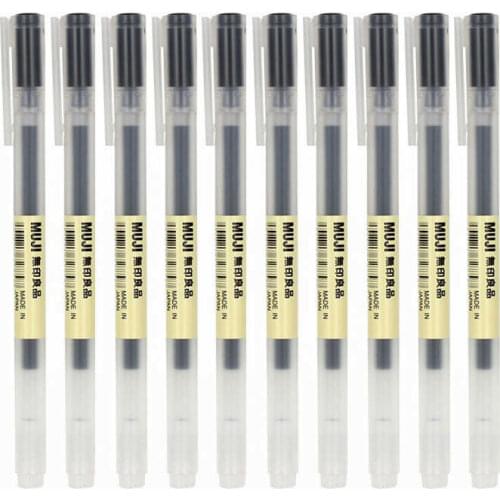10pcs MUJI MoMA Gel Ink Ball Point Pen Japan Black/Blue/Red School Office Ballpoint