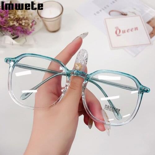 Imwete Men Fashion Anti-Blue Glasses Frame Women Solid Color Prescription Myopia Eyewear Frames Mobile Phone Computer Flat Lens