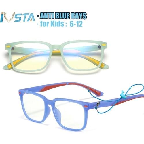 IVSTA Computer Glasses Kids with Strap anti blue light Protective Online School Net Course Children Optical Myopia Girls Frame